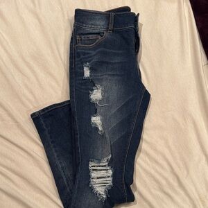 Refuge Dark Blue Distressed Skinny Jeans